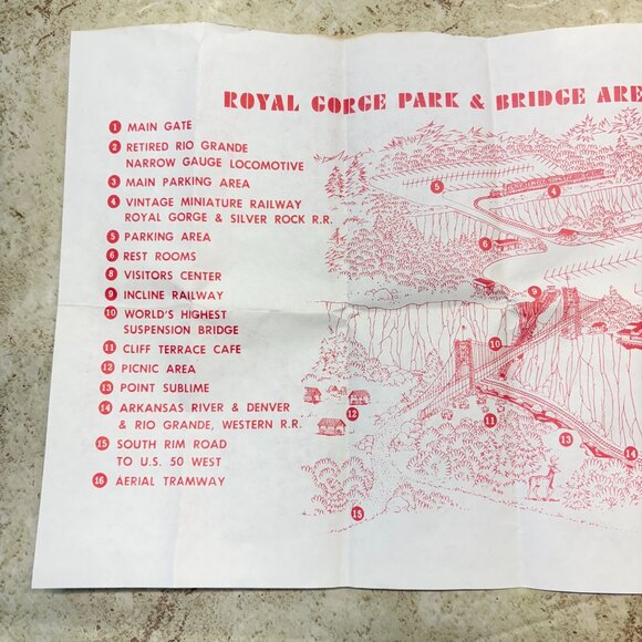 Vintage Royal Gorge Park & Bridge Area Map Canon City CO Brochure 1979 - Picture 2 of 7